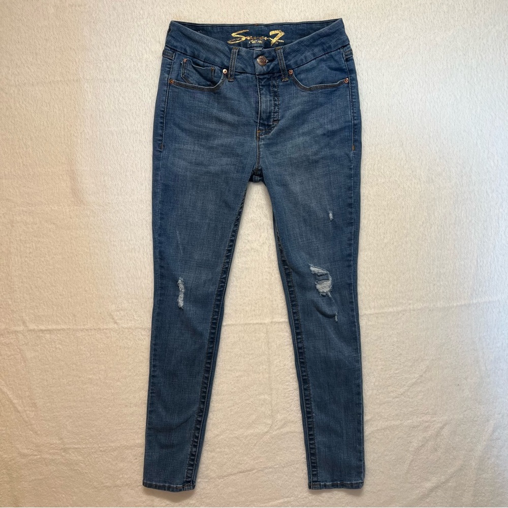 SEVEN7 Women's Tummyless High Rise Skinny Jeans Strata Size 4